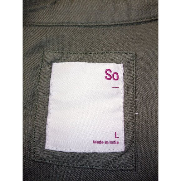 So Olive Green Button Up Shirt Dress Size Large - Picture 5 of 6